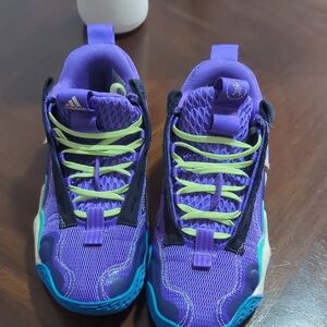 Adidas Purple and Green Sneakers with Neon Accents